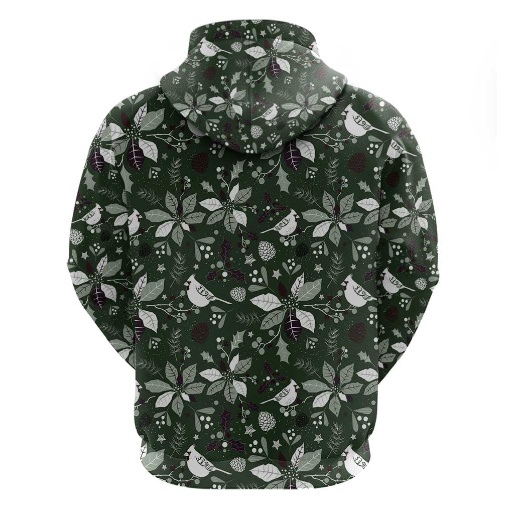 Cardinal Christmas Green Zip Hoodie Xmas Pattern - Wonder Print Shop