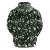 Cardinal Christmas Green Zip Hoodie Xmas Pattern - Wonder Print Shop
