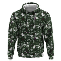 Cardinal Christmas Green Zip Hoodie Xmas Pattern - Wonder Print Shop