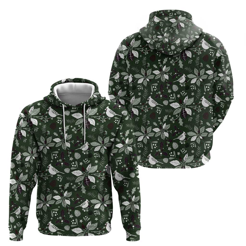 Cardinal Christmas Green Zip Hoodie Xmas Pattern - Wonder Print Shop