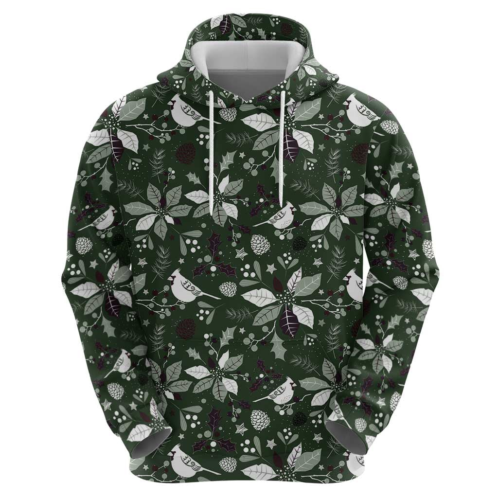 Cardinal Christmas Green Zip Hoodie Xmas Pattern - Wonder Print Shop