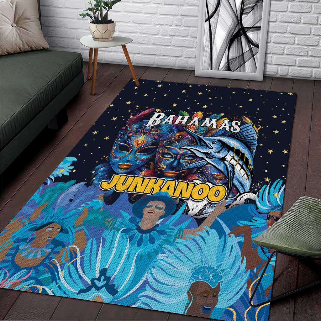 Bahamas Junkanoo Area Rug Bahamian Mask Blue Marlin - Wonder Print Shop