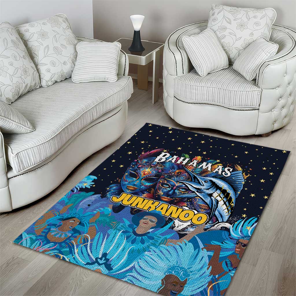 Bahamas Junkanoo Area Rug Bahamian Mask Blue Marlin - Wonder Print Shop