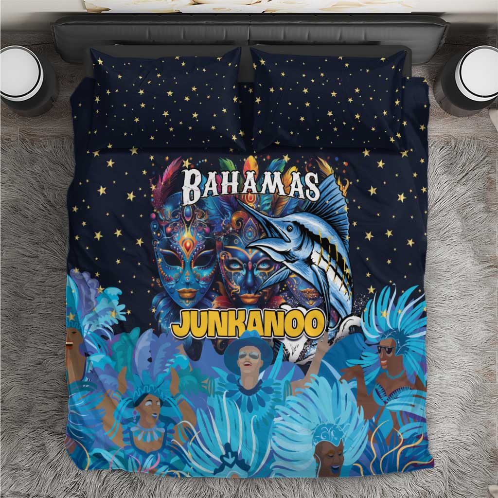 Bahamas Junkanoo Bedding Set Bahamian Mask Blue Marlin - Wonder Print Shop