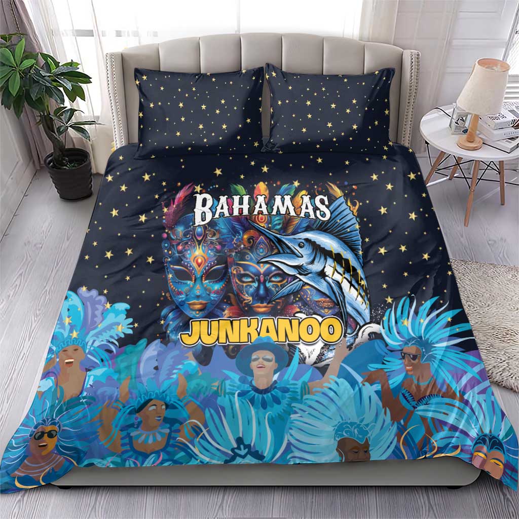 Bahamas Junkanoo Bedding Set Bahamian Mask Blue Marlin - Wonder Print Shop