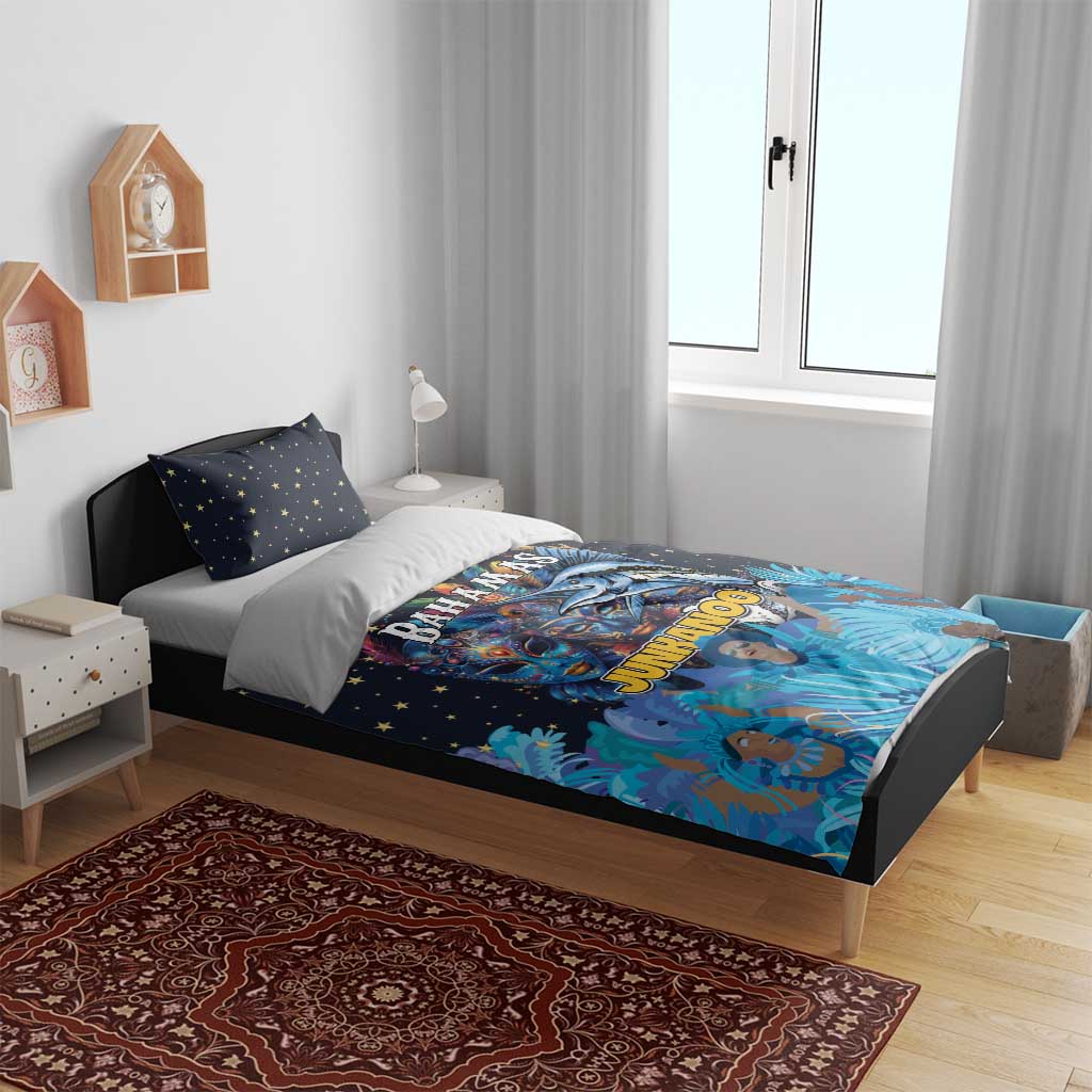 Bahamas Junkanoo Bedding Set Bahamian Mask Blue Marlin - Wonder Print Shop