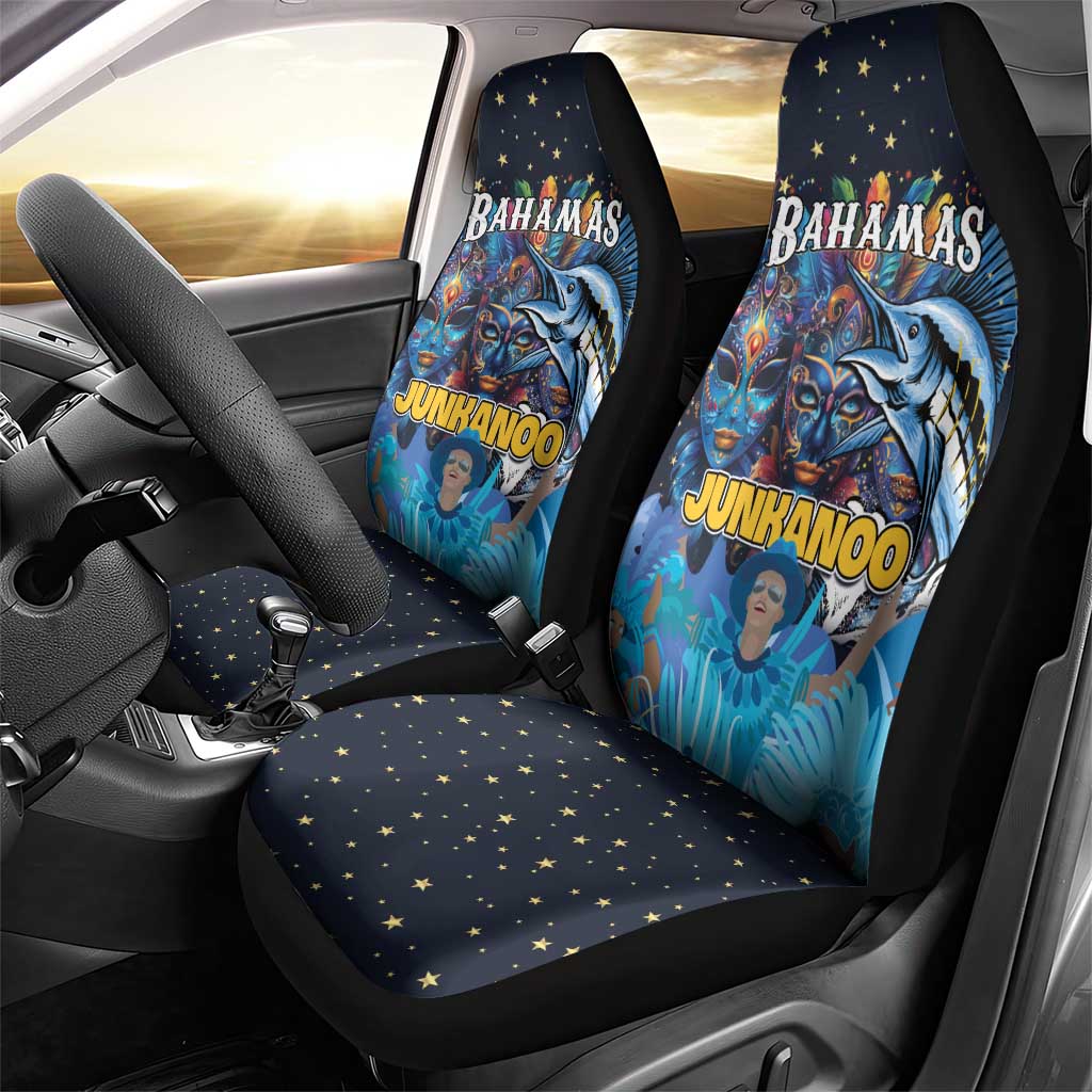 Bahamas Junkanoo Car Seat Cover Bahamian Mask Blue Marlin - Wonder Print Shop