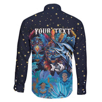 Personalized Bahamas Junkanoo Family Matching Mermaid Dress and Hawaiian Shirt Bahamian Mask Blue Marlin - Wonder Print Shop