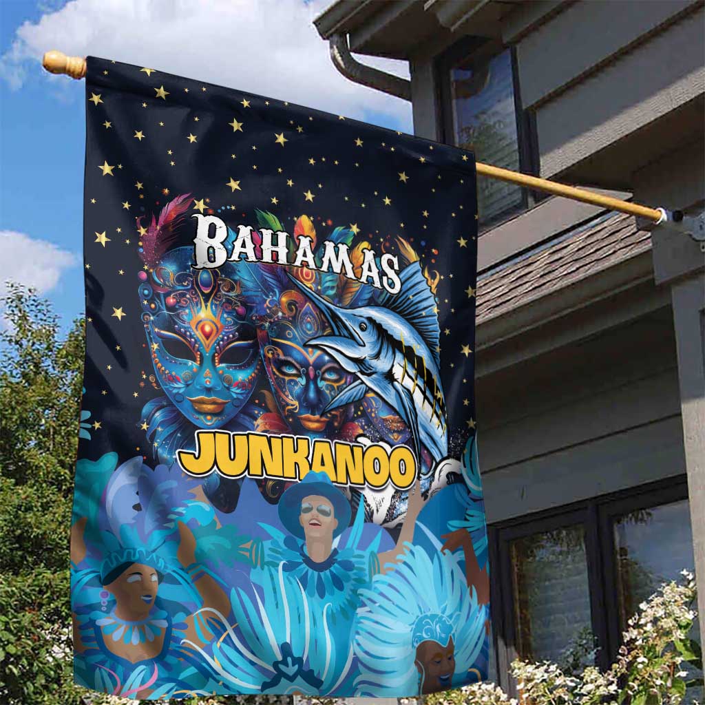 Bahamas Junkanoo Garden Flag Bahamian Mask Blue Marlin - Wonder Print Shop