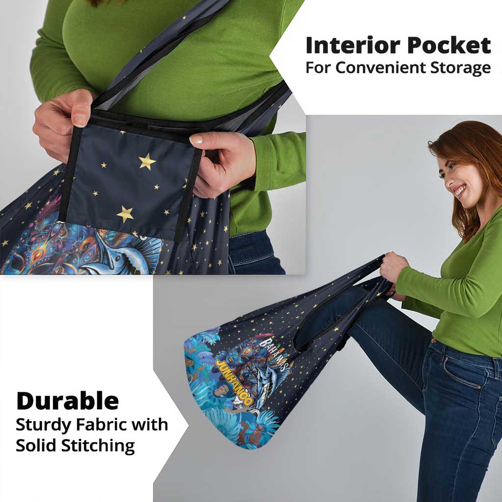 Bahamas Junkanoo Grocery Bag Bahamian Mask Blue Marlin