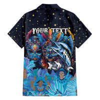 Personalized Bahamas Junkanoo Hawaiian Shirt Bahamian Mask Blue Marlin - Wonder Print Shop