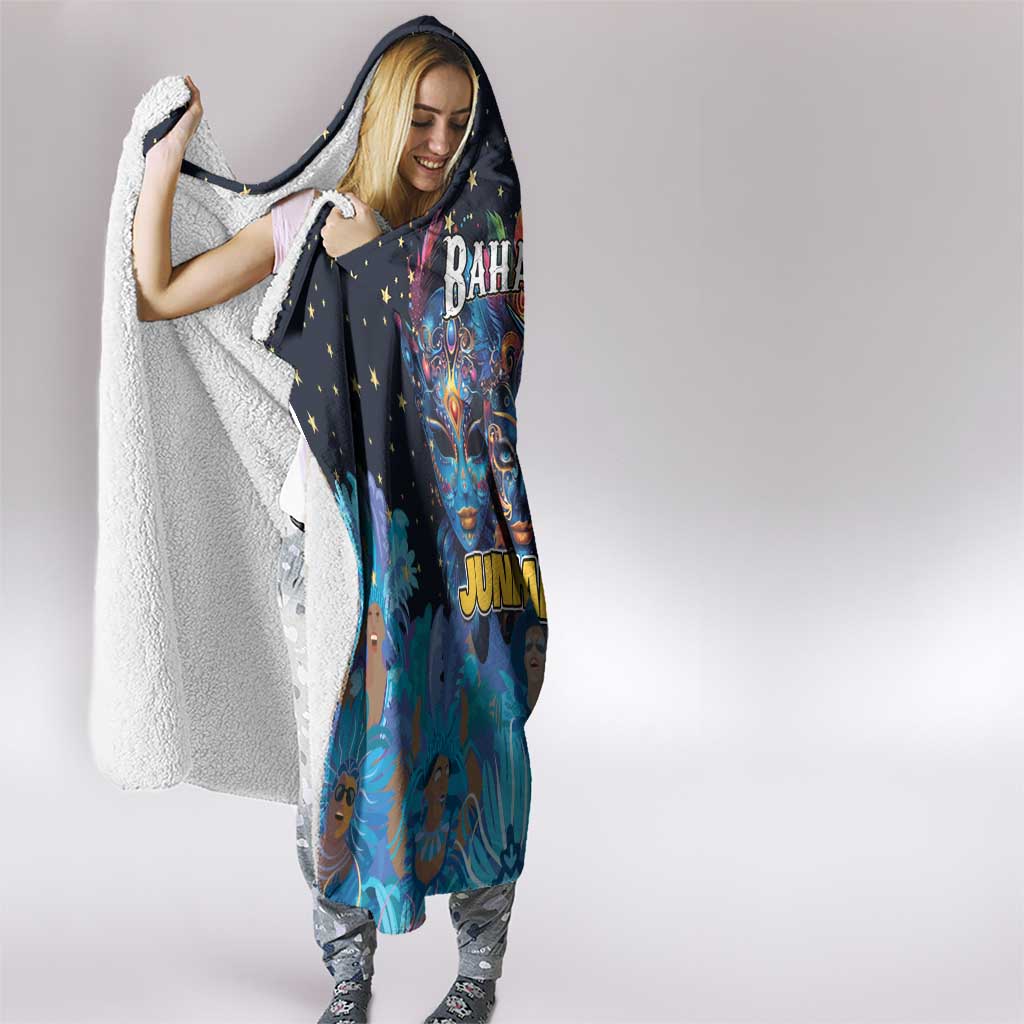 Bahamas Junkanoo Hooded Blanket Bahamian Mask Blue Marlin