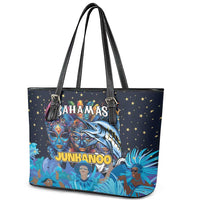 Bahamas Junkanoo Leather Tote Bag Bahamian Mask Blue Marlin - Wonder Print Shop