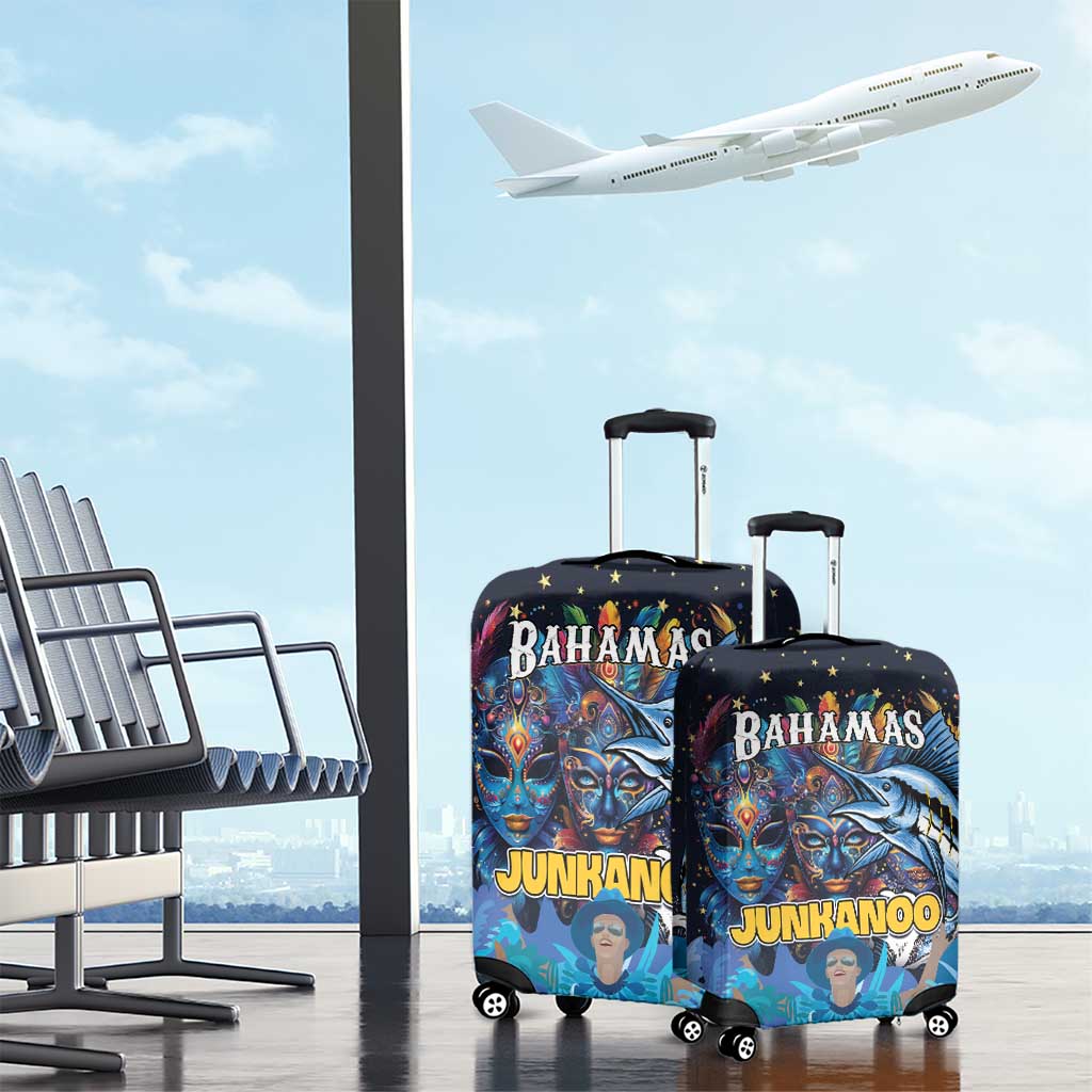 Bahamas Junkanoo Luggage Cover Bahamian Mask Blue Marlin - Wonder Print Shop