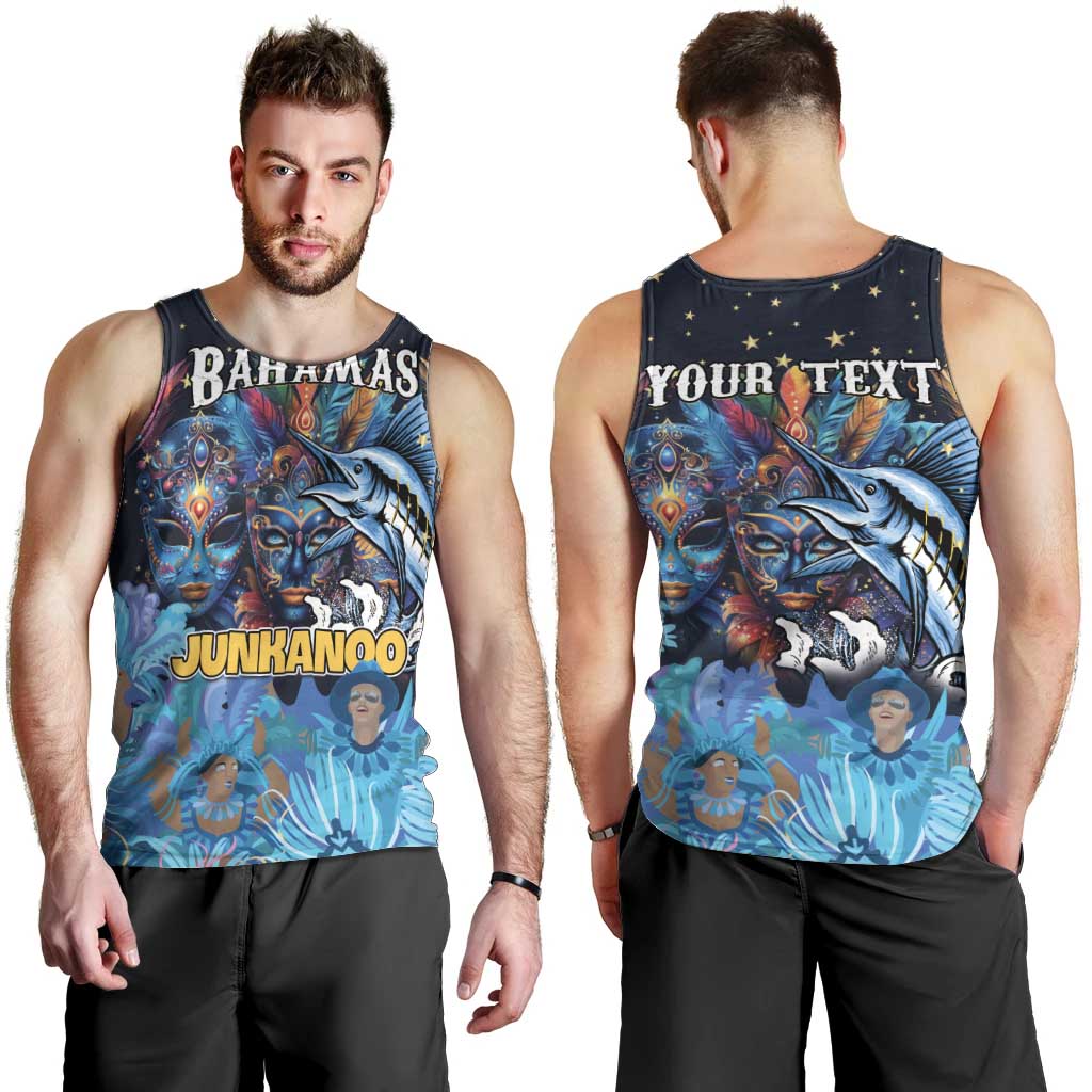 Personalized Bahamas Junkanoo Men Tank Top Bahamian Mask Blue Marlin - Wonder Print Shop