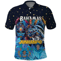 Personalized Bahamas Junkanoo Polo Shirt Bahamian Mask Blue Marlin - Wonder Print Shop