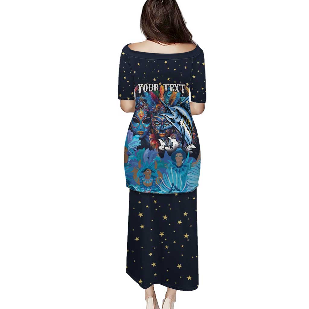 Personalized Bahamas Junkanoo Puletasi Bahamian Mask Blue Marlin - Wonder Print Shop