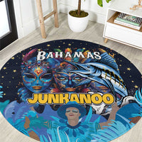 Bahamas Junkanoo Round Carpet Bahamian Mask Blue Marlin