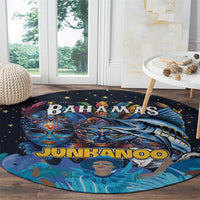 Bahamas Junkanoo Round Carpet Bahamian Mask Blue Marlin