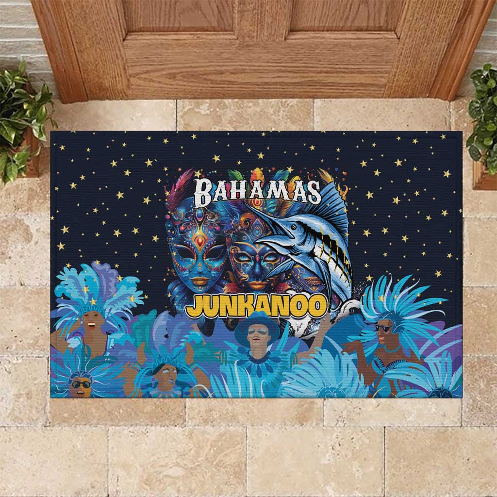 Bahamas Junkanoo Rubber Doormat Bahamian Mask Blue Marlin - Wonder Print Shop