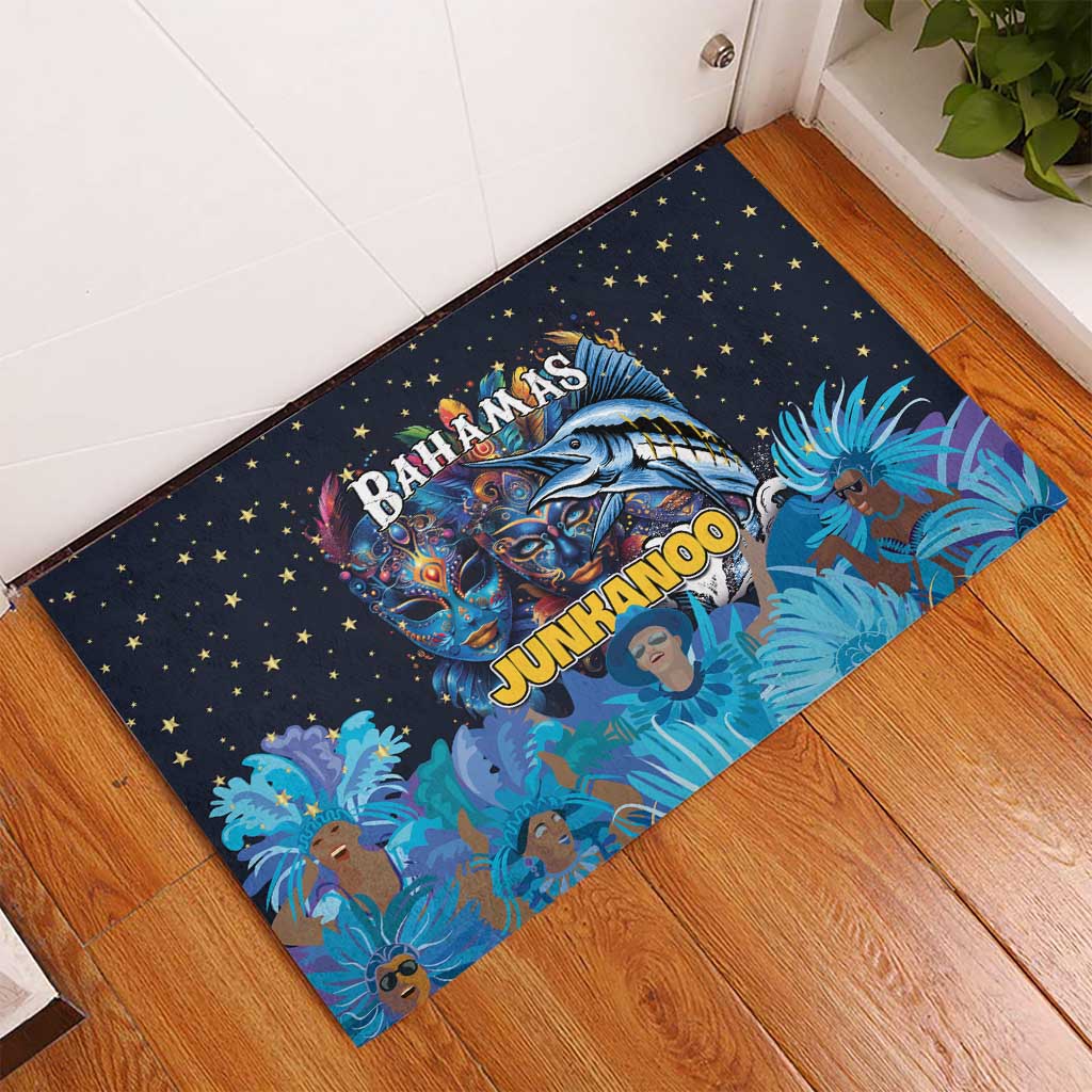 Bahamas Junkanoo Rubber Doormat Bahamian Mask Blue Marlin - Wonder Print Shop