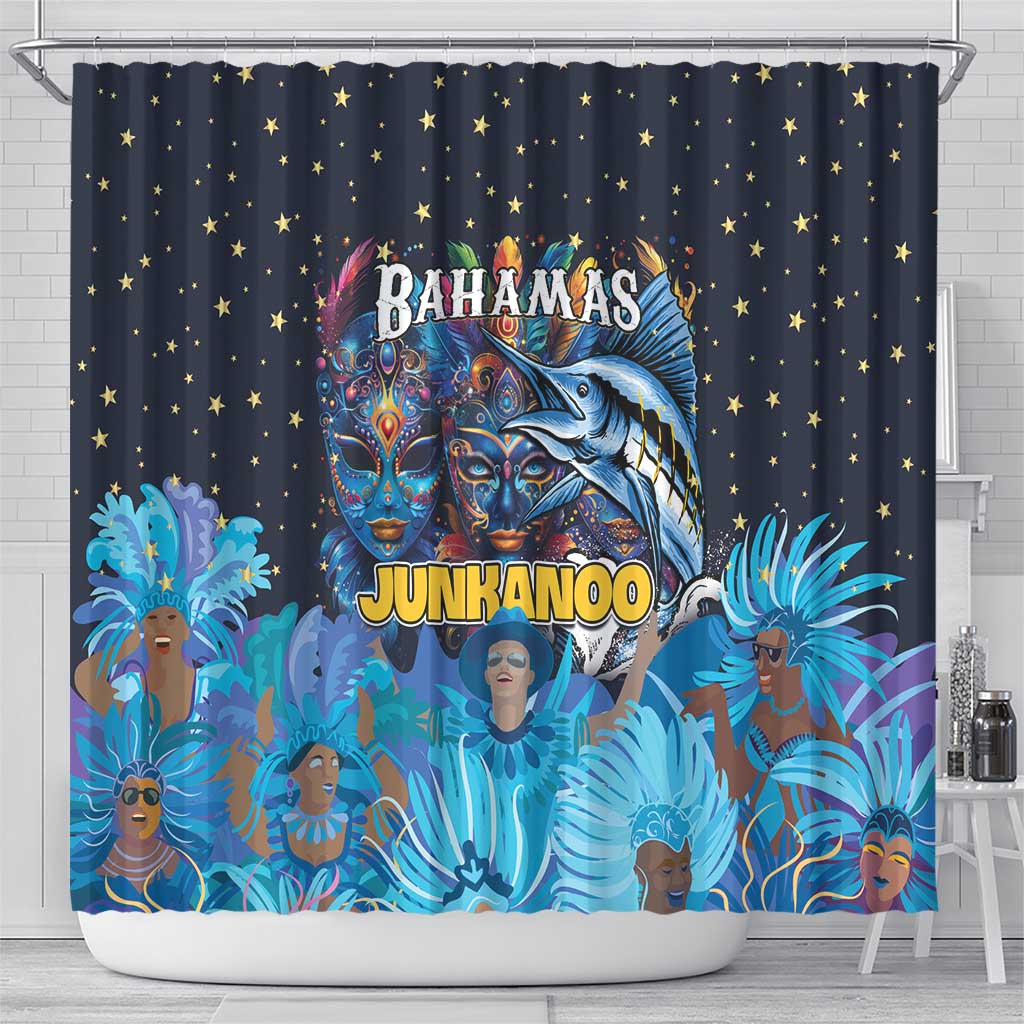 Bahamas Junkanoo Shower Curtain Bahamian Mask Blue Marlin