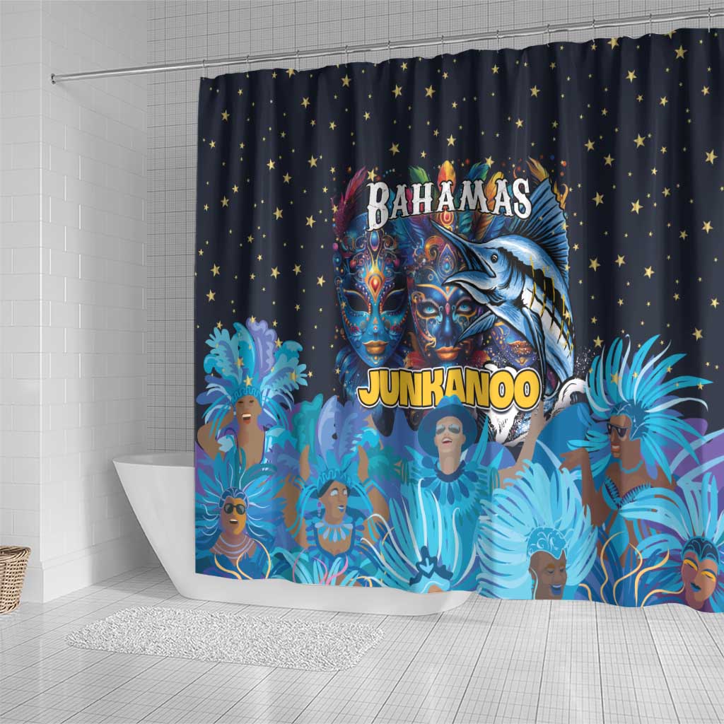 Bahamas Junkanoo Shower Curtain Bahamian Mask Blue Marlin