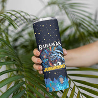 Personalized Bahamas Junkanoo Skinny Tumbler Bahamian Mask Blue Marlin - Wonder Print Shop