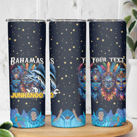Personalized Bahamas Junkanoo Skinny Tumbler Bahamian Mask Blue Marlin - Wonder Print Shop