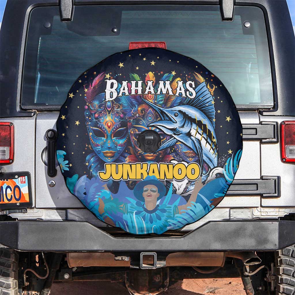 Bahamas Junkanoo Spare Tire Cover Bahamian Mask Blue Marlin - Wonder Print Shop