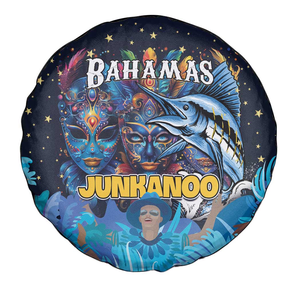 Bahamas Junkanoo Spare Tire Cover Bahamian Mask Blue Marlin - Wonder Print Shop