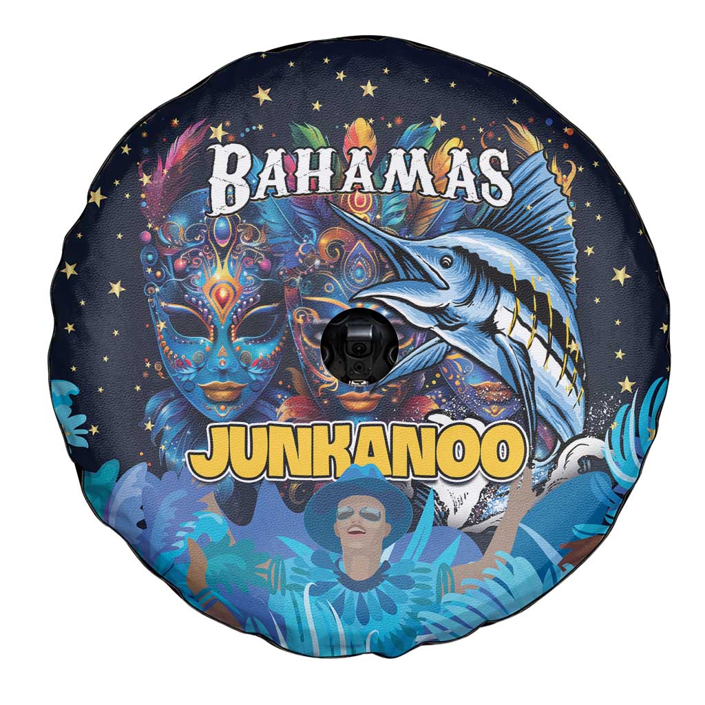 Bahamas Junkanoo Spare Tire Cover Bahamian Mask Blue Marlin - Wonder Print Shop