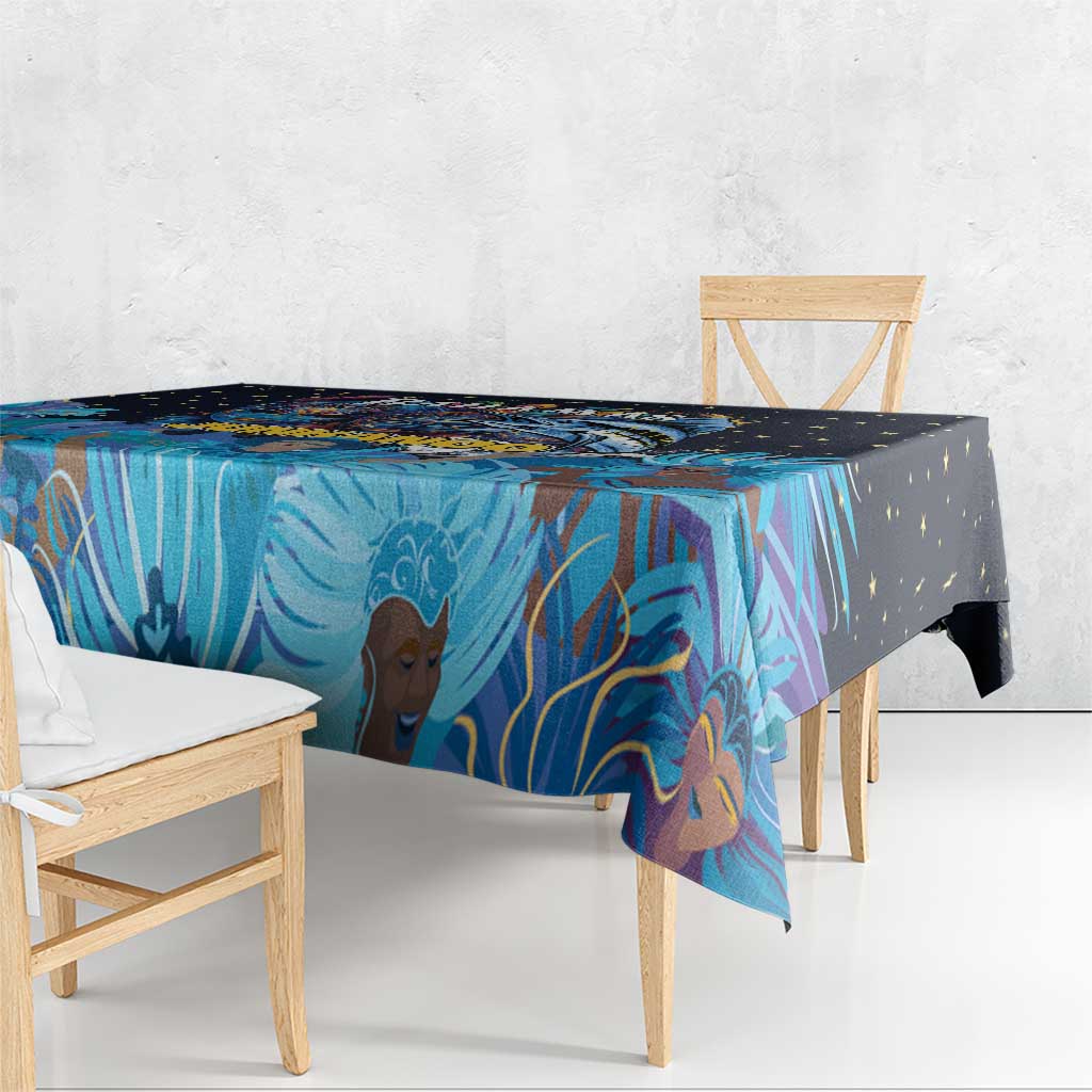 Bahamas Junkanoo Tablecloth Bahamian Mask Blue Marlin - Wonder Print Shop