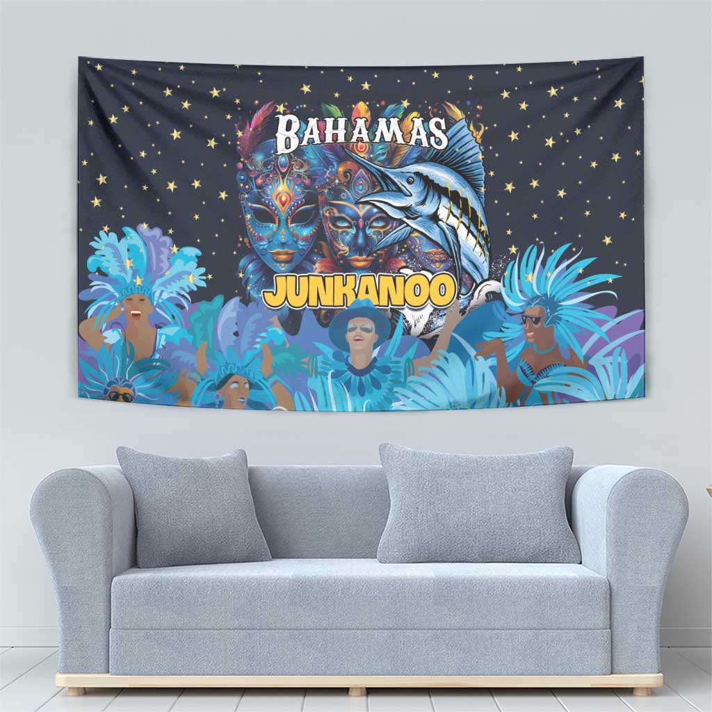 Bahamas Junkanoo Tapestry Bahamian Mask Blue Marlin - Wonder Print Shop