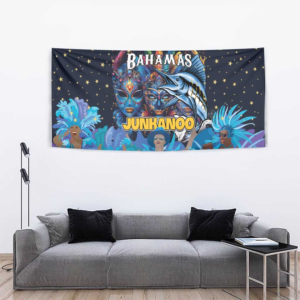 Bahamas Junkanoo Tapestry Bahamian Mask Blue Marlin - Wonder Print Shop