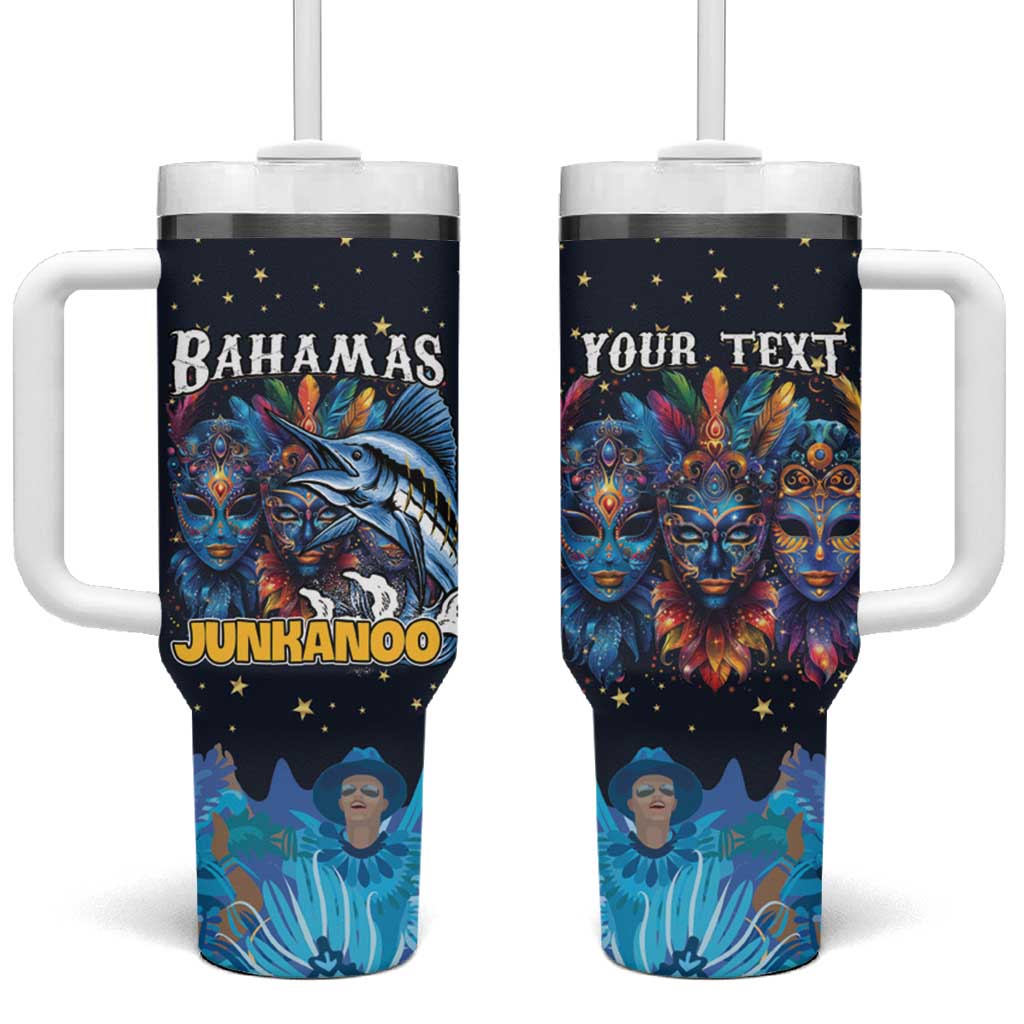 Personalized Bahamas Junkanoo Tumbler With Handle Bahamian Mask Blue Marlin - Wonder Print Shop