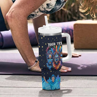 Personalized Bahamas Junkanoo Tumbler With Handle Bahamian Mask Blue Marlin - Wonder Print Shop