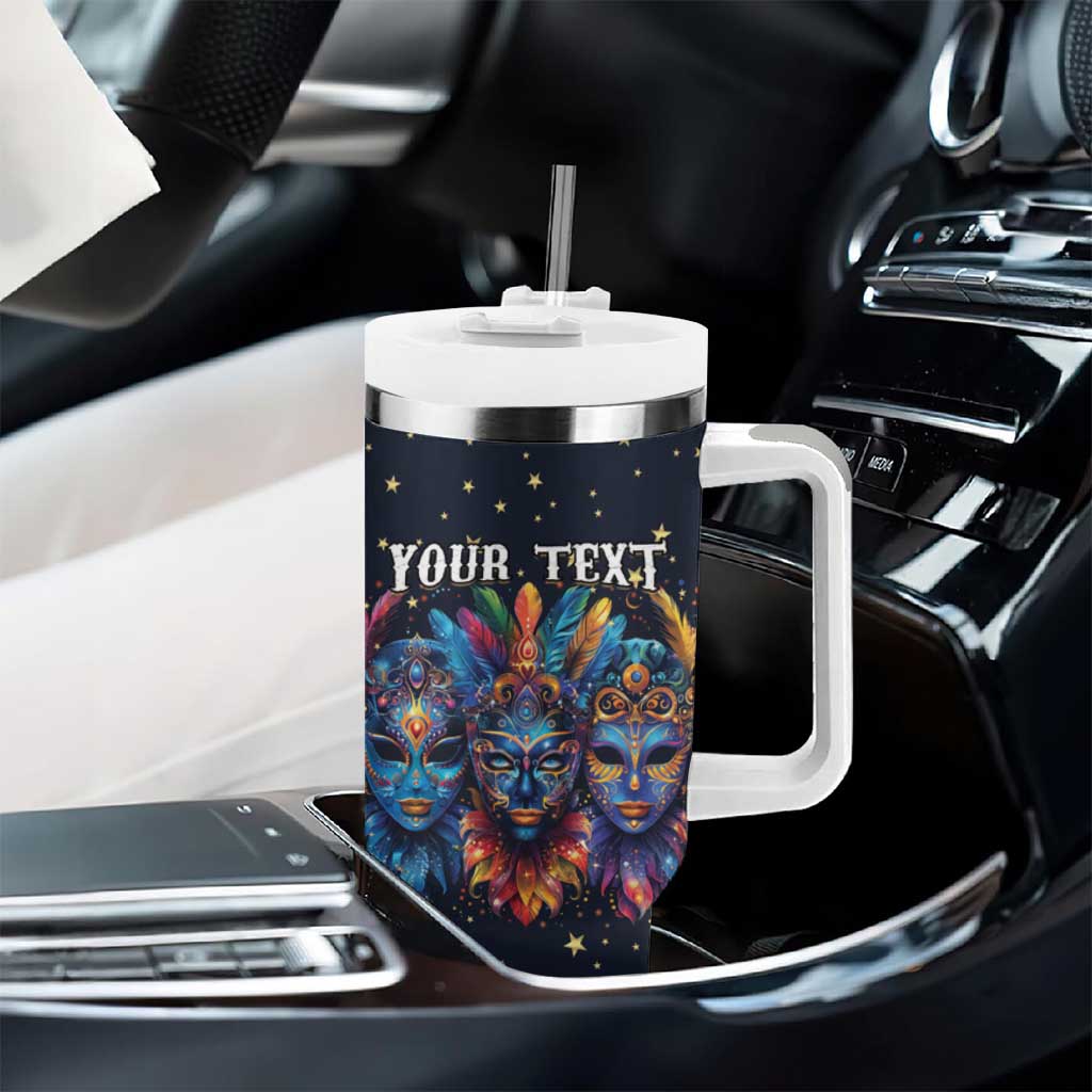 Personalized Bahamas Junkanoo Tumbler With Handle Bahamian Mask Blue Marlin - Wonder Print Shop