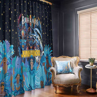 Bahamas Junkanoo Window Curtain Bahamian Mask Blue Marlin - Wonder Print Shop