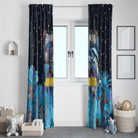 Bahamas Junkanoo Window Curtain Bahamian Mask Blue Marlin - Wonder Print Shop