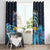 Bahamas Junkanoo Window Curtain Bahamian Mask Blue Marlin - Wonder Print Shop