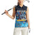 Personalized Bahamas Junkanoo Women Sleeveless Polo Shirt Bahamian Mask Blue Marlin - Wonder Print Shop