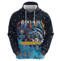 Personalized Bahamas Junkanoo Zip Hoodie Bahamian Mask Blue Marlin - Wonder Print Shop