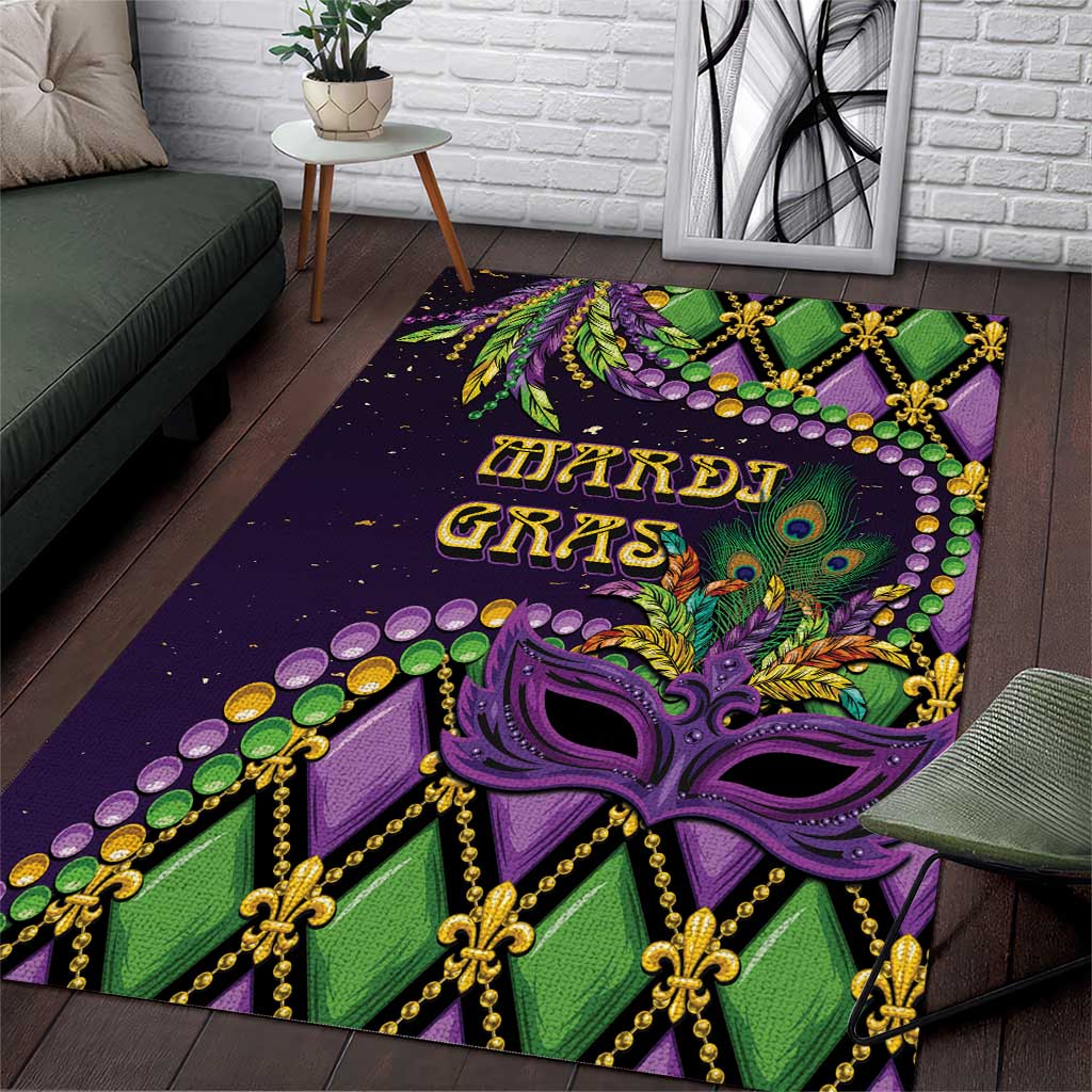 Mardi Gras Area Rug Luxury Mask Fleur De Lis - Wonder Print Shop