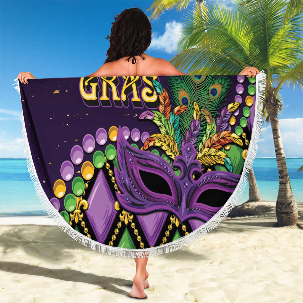 Mardi Gras Beach Blanket Luxury Mask Fleur De Lis - Wonder Print Shop