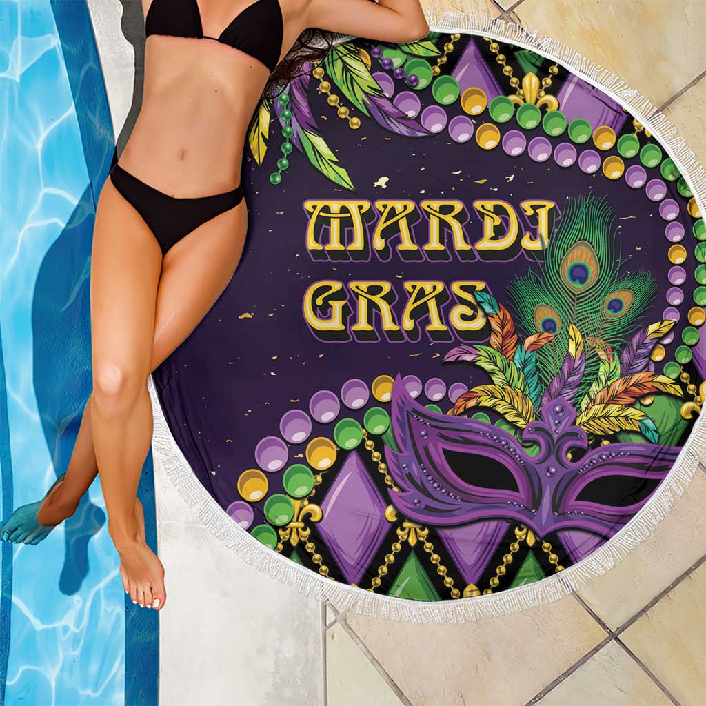 Mardi Gras Beach Blanket Luxury Mask Fleur De Lis - Wonder Print Shop