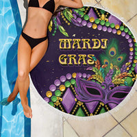 Mardi Gras Beach Blanket Luxury Mask Fleur De Lis - Wonder Print Shop