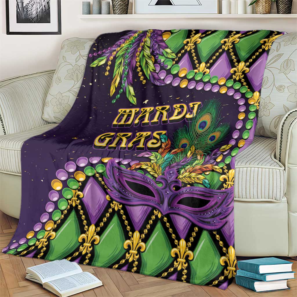 Mardi Gras Blanket Luxury Mask Fleur De Lis