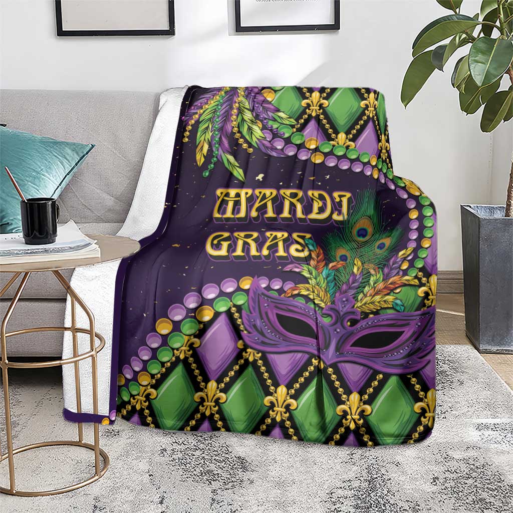 Mardi Gras Blanket Luxury Mask Fleur De Lis
