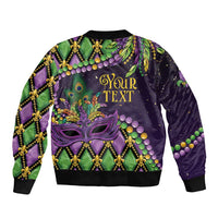 Personalized Mardi Gras Bomber Jacket Luxury Mask Fleur De Lis - Wonder Print Shop